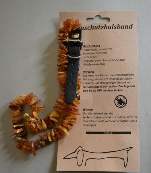 Zeckenschutzhalsband Bernstein für Hunde schwarz bis 55 cm